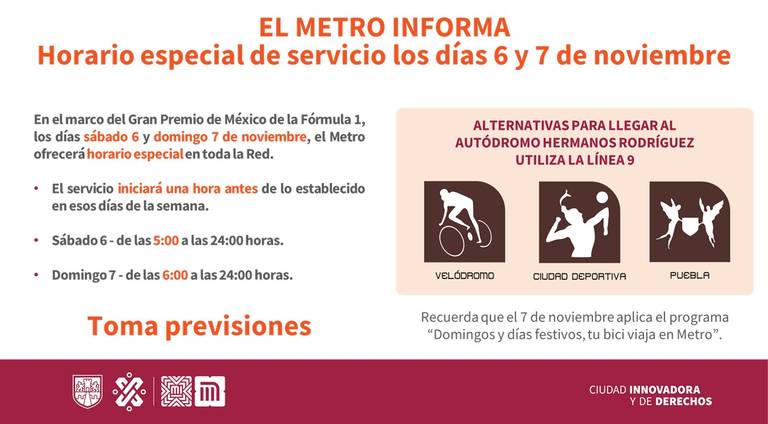 Red del Metro anuncia horario de 6 y 7 de noviembre, por Fórmula 1 - La  Prensa | Noticias policiacas, locales, nacionales