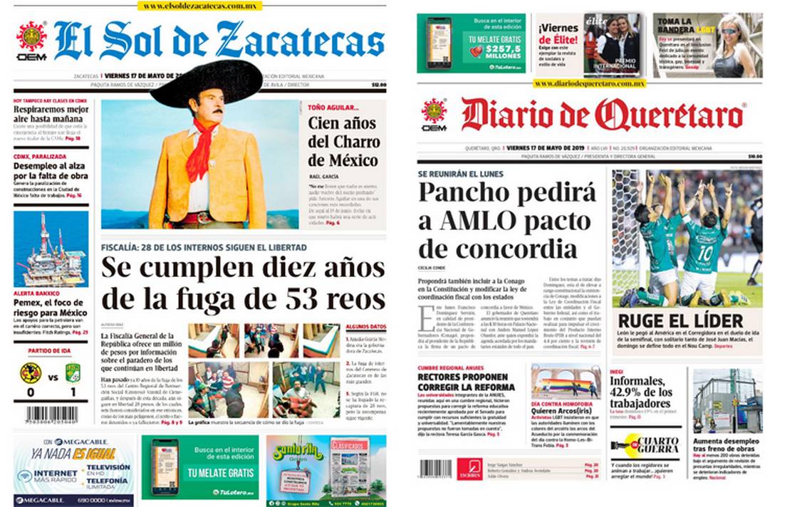 Así las portadas de la OEM este 17 de mayo - La Prensa | Noticias  policiacas, locales, nacionales