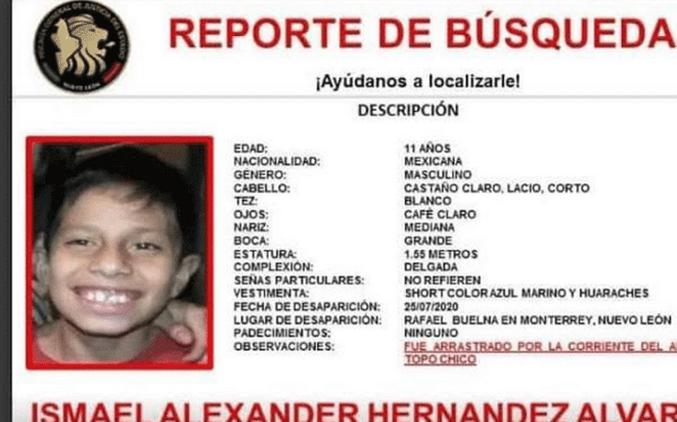 Hoy cumple 12 años niño desaparecido en arroyo Topo Chico en Nuevo ...